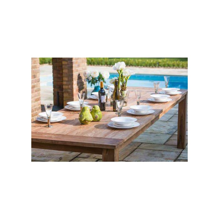 Reclaimed Teak Open Slatted Dining Table 2.4m Sustainable Furniture